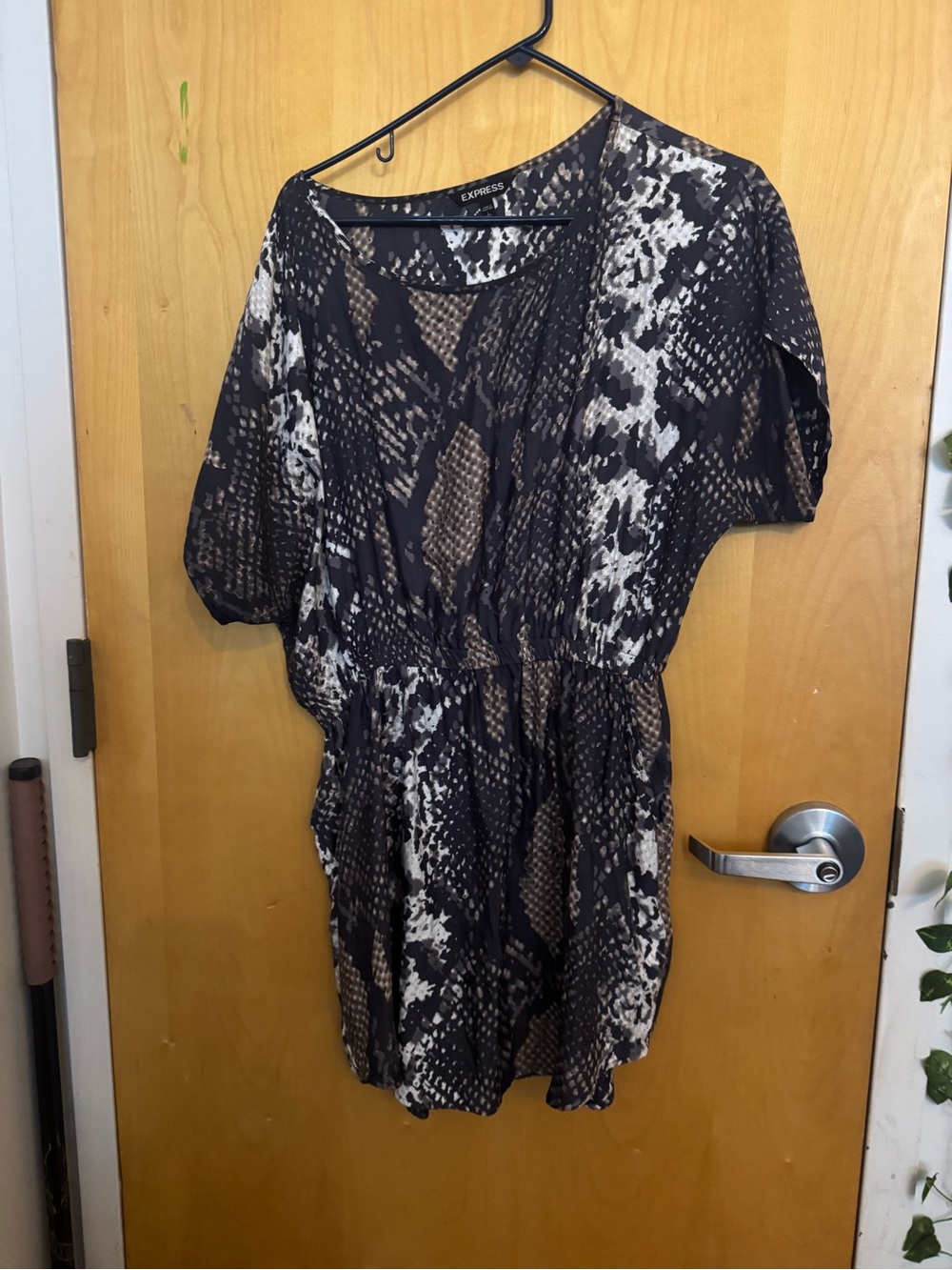 EXPRESS Snakeskin Print Blouson Mini Dress-LARGE